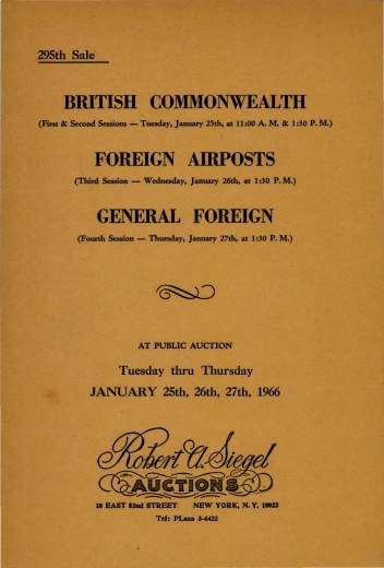 Catalog Cover Sale no. 295 — Siegel Auction Galleries