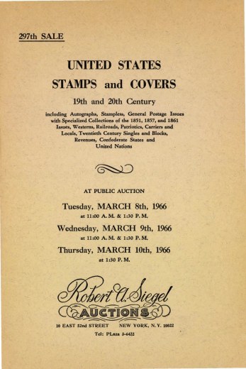 Catalog Cover Sale no. 297 — Siegel Auction Galleries