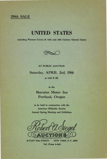 Catalog Cover Sale no. 298 — Siegel Auction Galleries