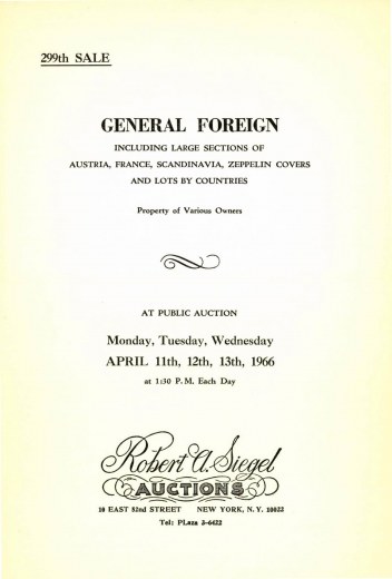 Catalog Cover Sale no. 299 — Siegel Auction Galleries