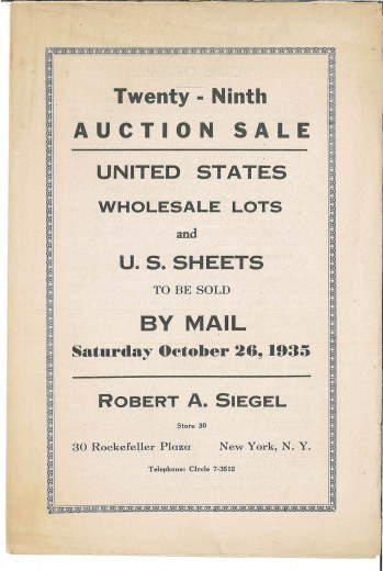 Catalog Cover Sale no. 29 — Siegel Auction Galleries