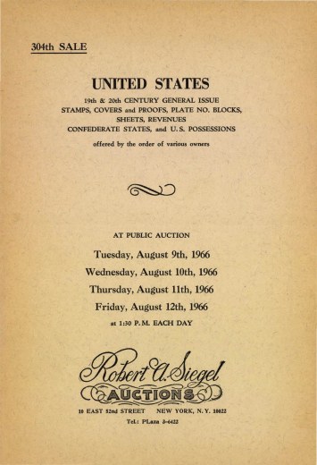 Catalog Cover Sale no. 304 — Siegel Auction Galleries