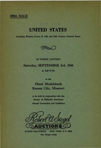 Catalog Cover Sale no. 305 — Siegel Auction Galleries