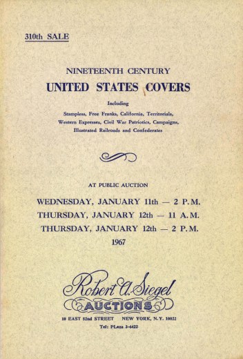 Catalog Cover Sale no. 310 — Siegel Auction Galleries
