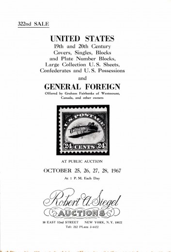 Catalog Cover Sale no. 322 — Siegel Auction Galleries