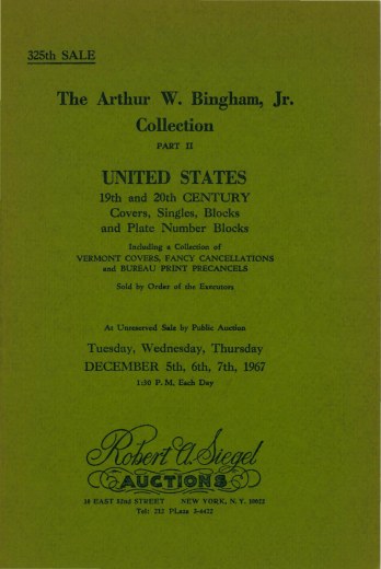 Catalog Cover Sale no. 325 — Siegel Auction Galleries