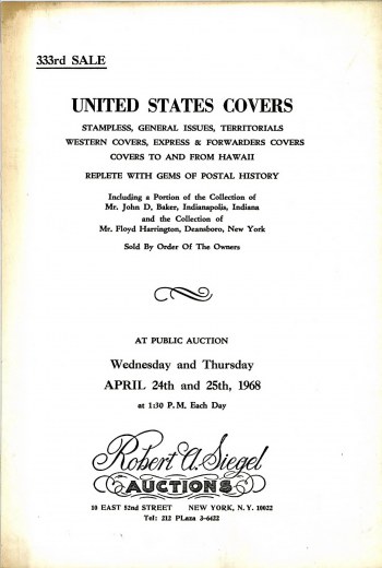 Catalog Cover Sale no. 333 — Siegel Auction Galleries