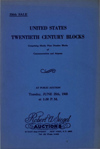 Catalog Cover Sale no. 336 — Siegel Auction Galleries