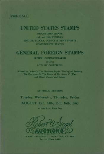 Catalog Cover Sale no. 338 — Siegel Auction Galleries