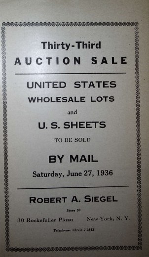Catalog Cover Sale no. 33 — Siegel Auction Galleries