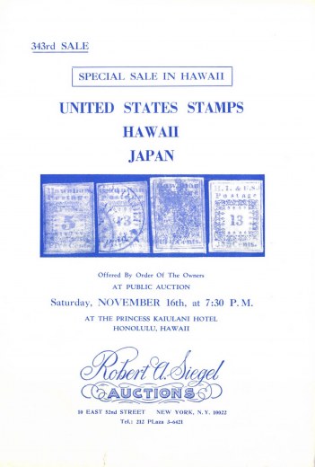 Catalog Cover Sale no. 343 — Siegel Auction Galleries