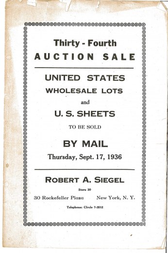 Catalog Cover Sale no. 34 — Siegel Auction Galleries