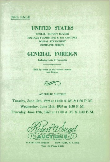 Catalog Cover Sale no. 354 — Siegel Auction Galleries