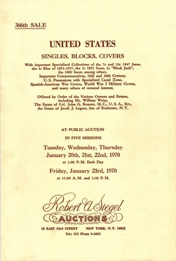 Catalog Cover Sale no. 366 — Siegel Auction Galleries