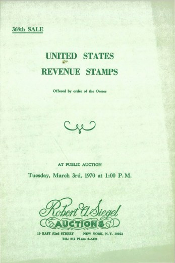 Catalog Cover Sale no. 368 — Siegel Auction Galleries