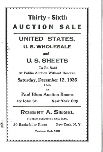Catalog Cover Sale no. 36 — Siegel Auction Galleries