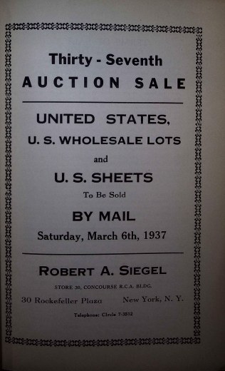 Catalog Cover Sale no. 37 — Siegel Auction Galleries