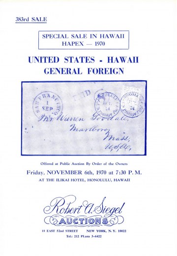 Catalog Cover Sale no. 383 — Siegel Auction Galleries