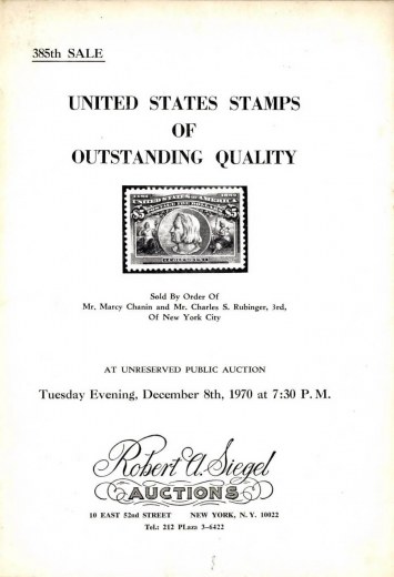 Catalog Cover Sale no. 385 — Siegel Auction Galleries
