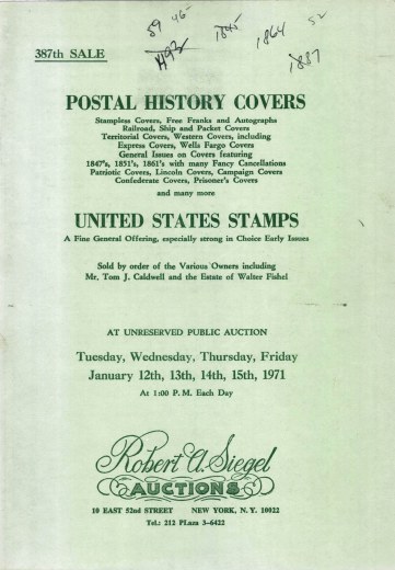 Catalog Cover Sale no. 387 — Siegel Auction Galleries
