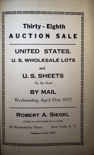 Catalog Cover Sale no. 38 — Siegel Auction Galleries