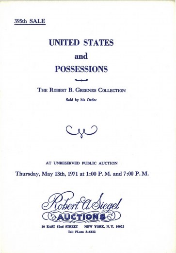Catalog Cover Sale no. 395 — Siegel Auction Galleries