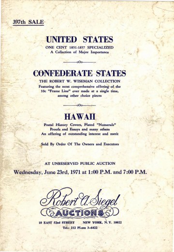 Catalog Cover Sale no. 397 — Siegel Auction Galleries