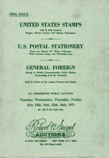 Catalog Cover Sale no. 398 — Siegel Auction Galleries