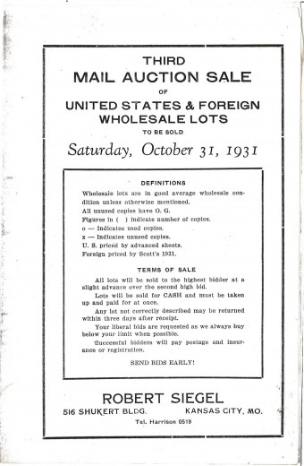 Catalog Cover Sale no. 3 — Siegel Auction Galleries