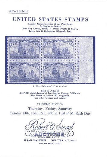 Catalog Cover Sale no. 402 — Siegel Auction Galleries