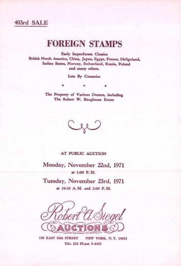 Catalog Cover Sale no. 403 — Siegel Auction Galleries