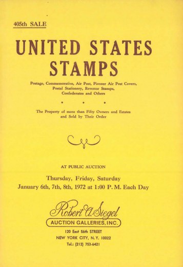 Catalog Cover Sale no. 405 — Siegel Auction Galleries