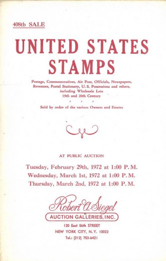 Catalog Cover Sale no. 408 — Siegel Auction Galleries
