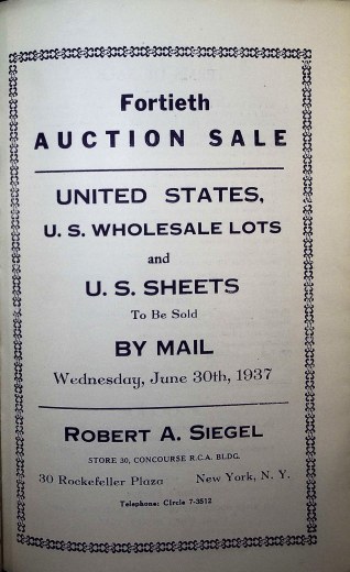 Catalog Cover Sale no. 40 — Siegel Auction Galleries