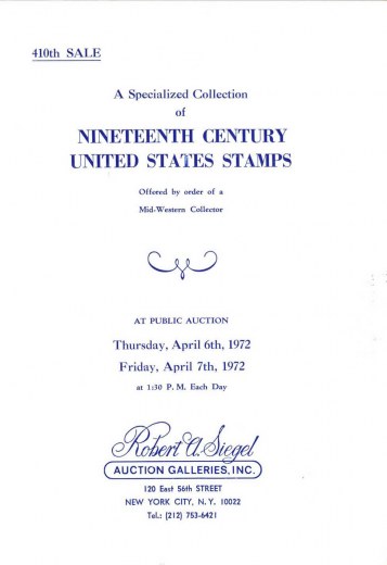 Catalog Cover Sale no. 410 — Siegel Auction Galleries