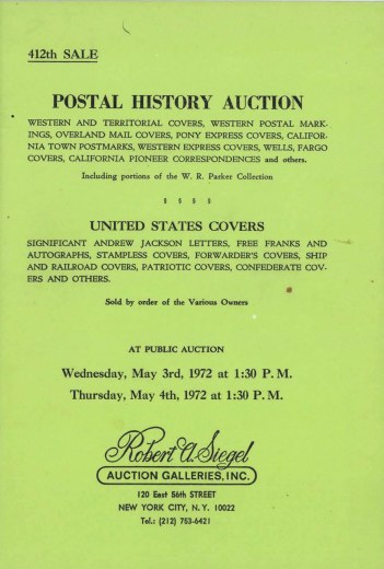 Catalog Cover Sale no. 412 — Siegel Auction Galleries