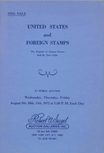 Catalog Cover Sale no. 415 — Siegel Auction Galleries