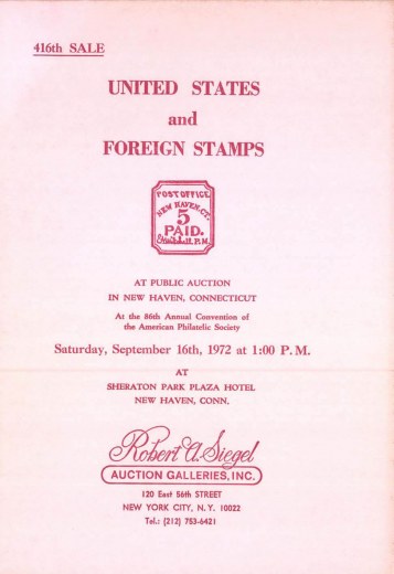 Catalog Cover Sale no. 416 — Siegel Auction Galleries