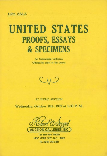 Catalog Cover Sale no. 419 — Siegel Auction Galleries