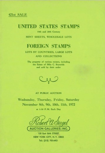 Catalog Cover Sale no. 421 — Siegel Auction Galleries