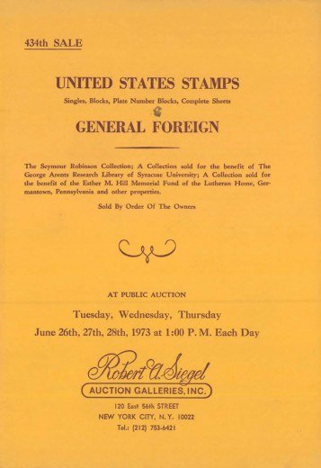 Catalog Cover Sale no. 434 — Siegel Auction Galleries