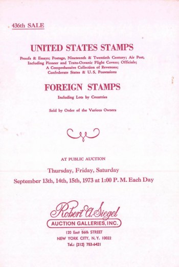 Catalog Cover Sale no. 436 — Siegel Auction Galleries