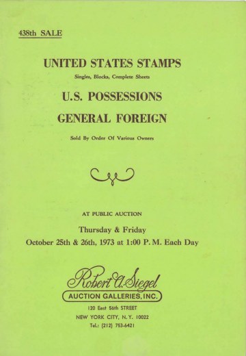 Catalog Cover Sale no. 438 — Siegel Auction Galleries