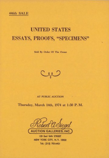 Catalog Cover Sale no. 446 — Siegel Auction Galleries