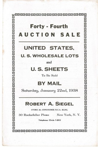 Catalog Cover Sale no. 44 — Siegel Auction Galleries