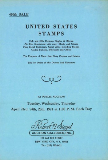 Catalog Cover Sale no. 450 — Siegel Auction Galleries