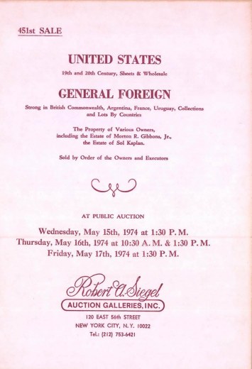 Catalog Cover Sale no. 451 — Siegel Auction Galleries