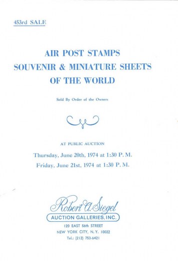 Catalog Cover Sale no. 453 — Siegel Auction Galleries