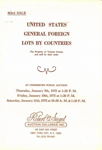 Catalog Cover Sale no. 463 — Siegel Auction Galleries