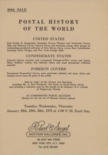 Catalog Cover Sale no. 464 — Siegel Auction Galleries